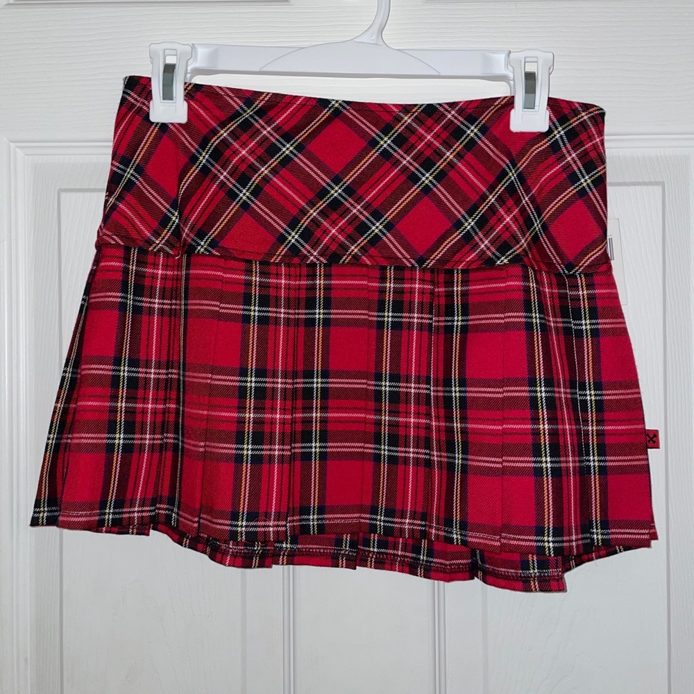 Hot Topic Red Plaid Mini Skirt y2k emo